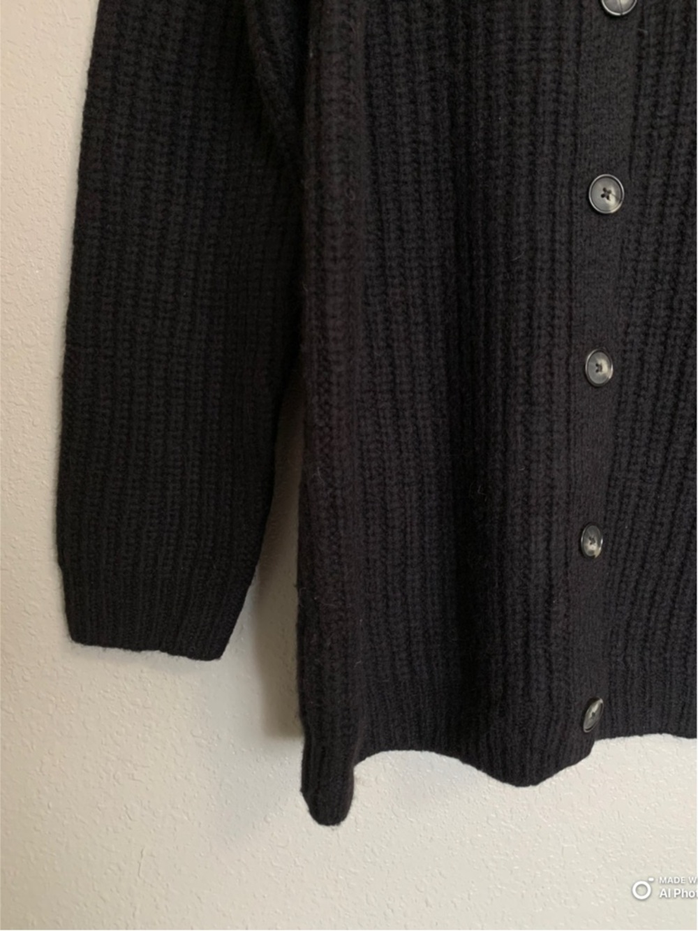 Everlane Black The Fisherman Cardigan in Cloud Size Small NWT Cozy Fall Winter - Picture 6 of 16